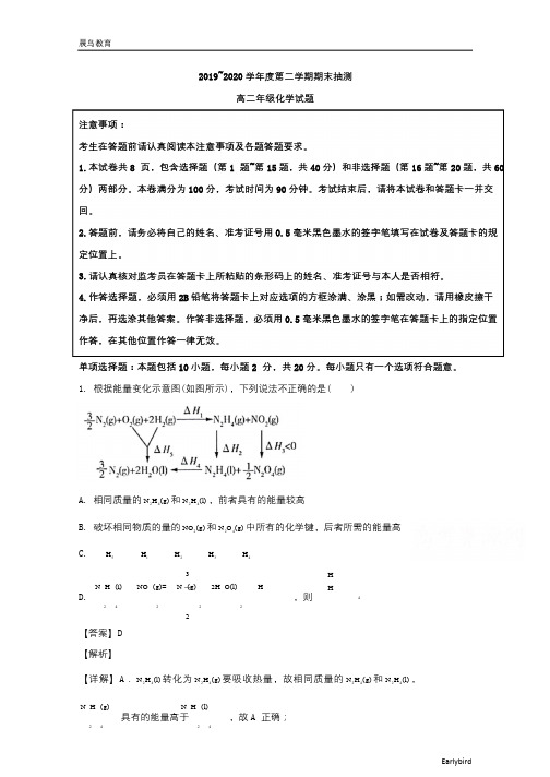 江苏省徐州市2019-2020学年高二下学期期末抽测化学试题 