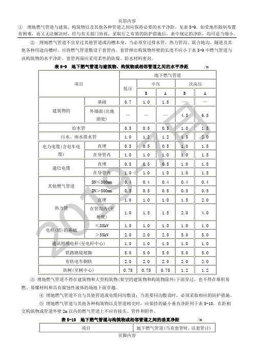 燃气管道与其他管道间距