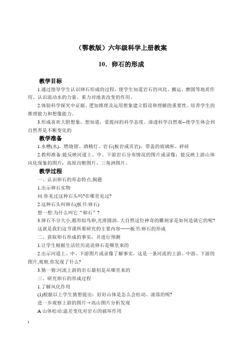 鄂教版小学科学六年级上册《10卵石的形成》 教案 (2)【精编】