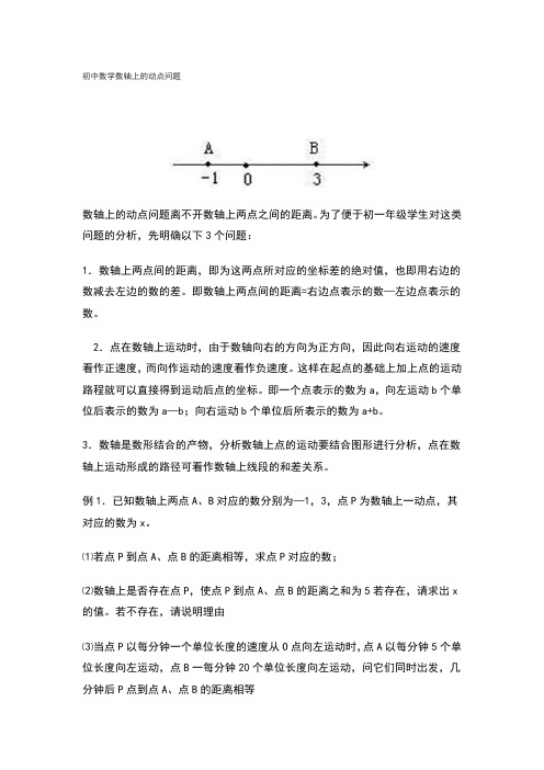 初中数学数轴上的动点问题