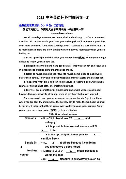 2022中考英语任务型阅读(3—2)