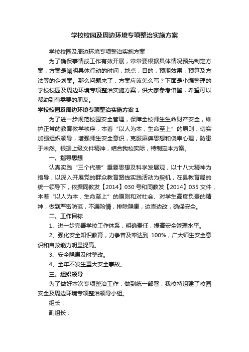 学校校园及周边环境专项整治实施方案