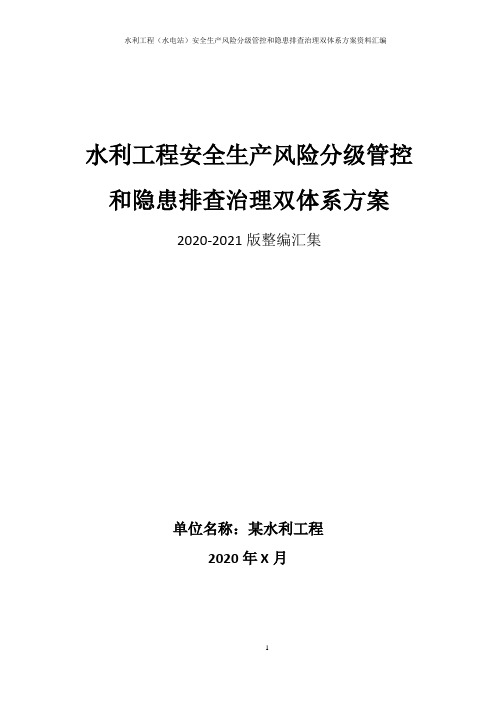 水利工程(水电站)安全风险分级管控和隐患排查治理双体系方案全套资料(2020-2021版)