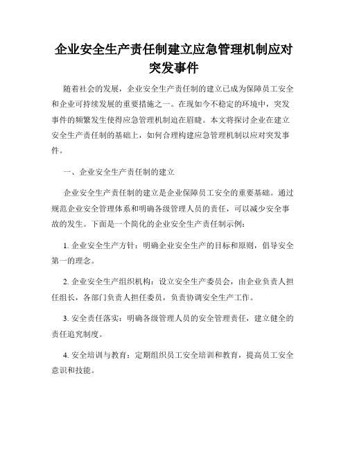 企业安全生产责任制建立应急管理机制应对突发事件