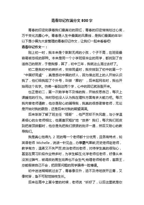 青春印记作满分文800字