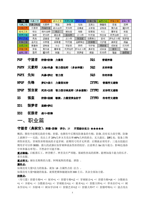 泰坦之旅职业加点及特绿、符文实用说明打印综述