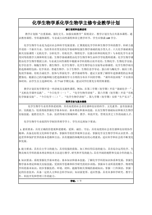 化学系化学主修专业教学计划-厦门大学化学生物学系