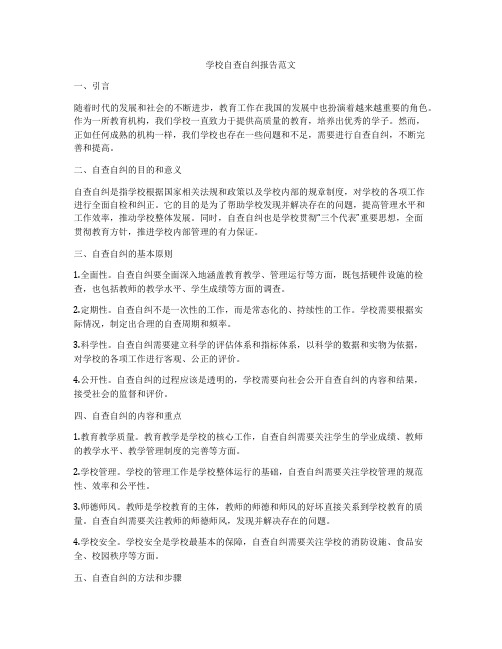 学校自查自纠报告范文