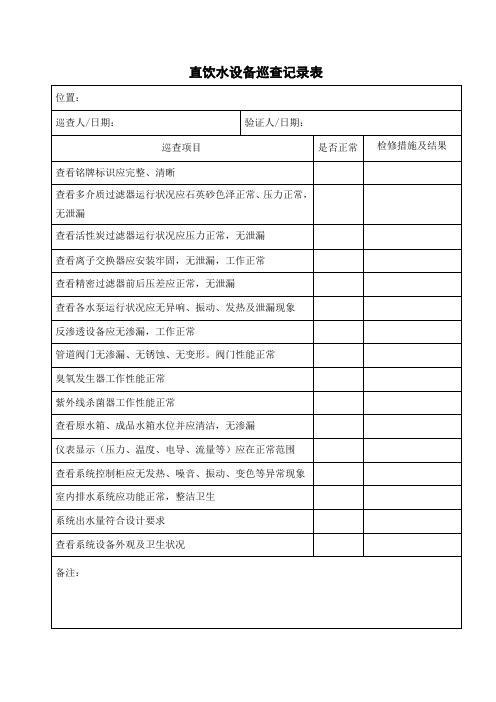 7、直饮水设备巡查记录表