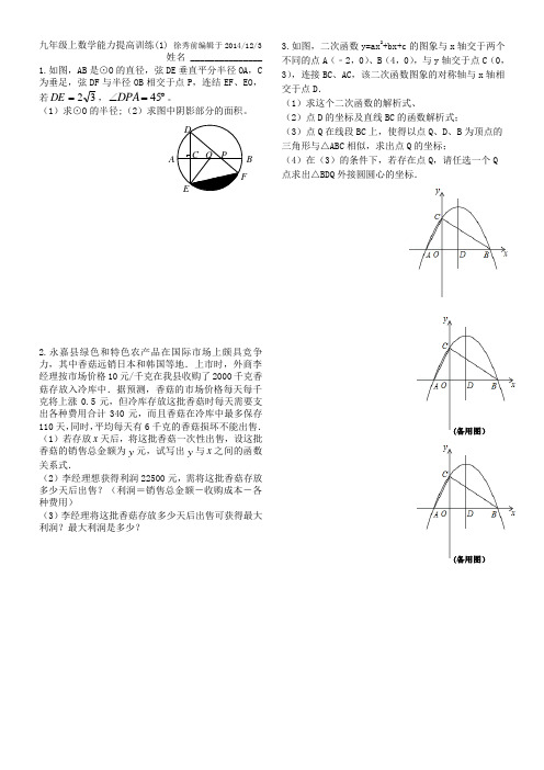 2014年浙教版九年级上数学能力提高训练1(附答案)