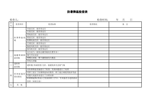 (季节性检查)防暑降温检查表