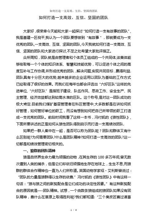 如何打造一支高效、互信、坚固的团队