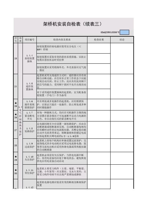 架桥机安装自检表4