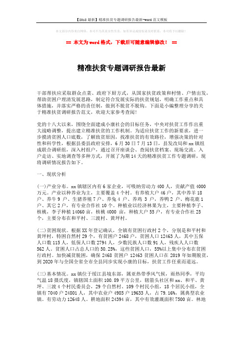 【2018最新】精准扶贫专题调研报告最新-word范文模板 (10页)