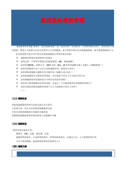 集团战略绩效管理主讲佐佳咨询集团中国区首席顾问秦杨勇