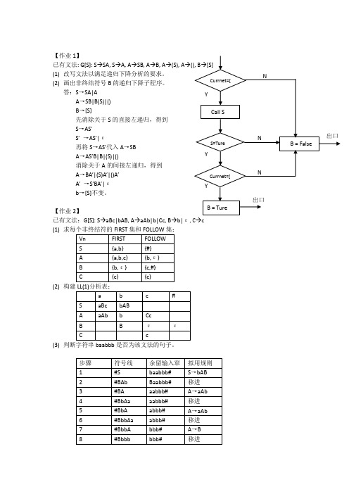 编译原理第二次作业标准答案