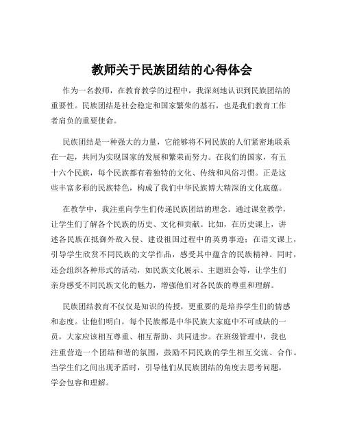 教师关于民族团结的心得体会