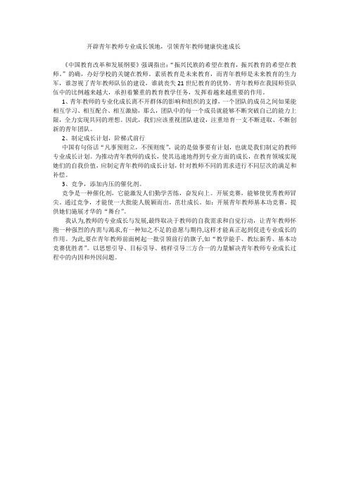 开辟青年教师专业成长领地