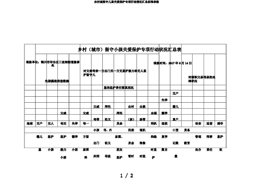 农村城留守儿童关爱保护专项行动情况汇总标准表格