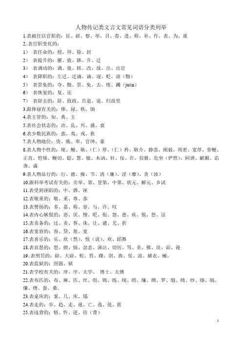 人物传记类文言文常见词语分类列举