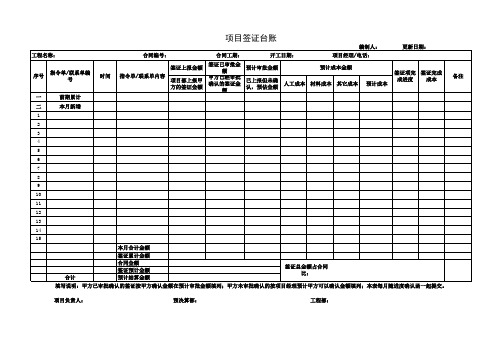 工程签证台账