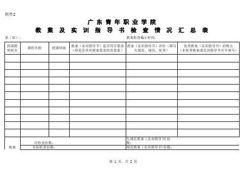 教案检查汇总表