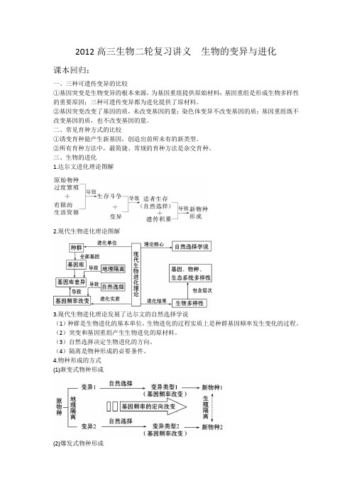 2012高三生物二轮复习讲义生物的变异与进化