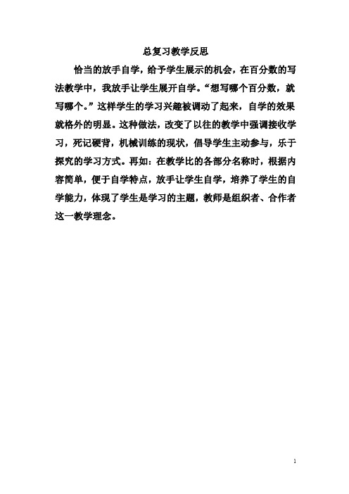 人教版六年级上册数学总复习教学反思