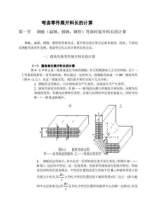 弯曲零件展开料长的计算