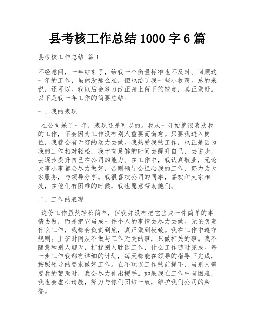 县考核工作总结1000字6篇