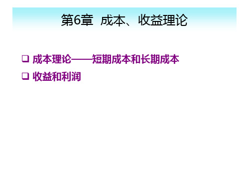 第6章成本、收益理论