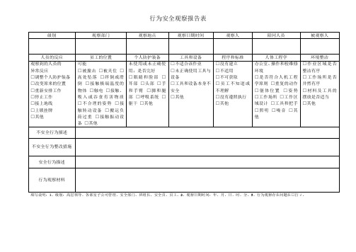 行为安全观察报告表