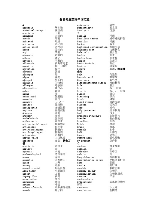 食品专业英语单词汇总