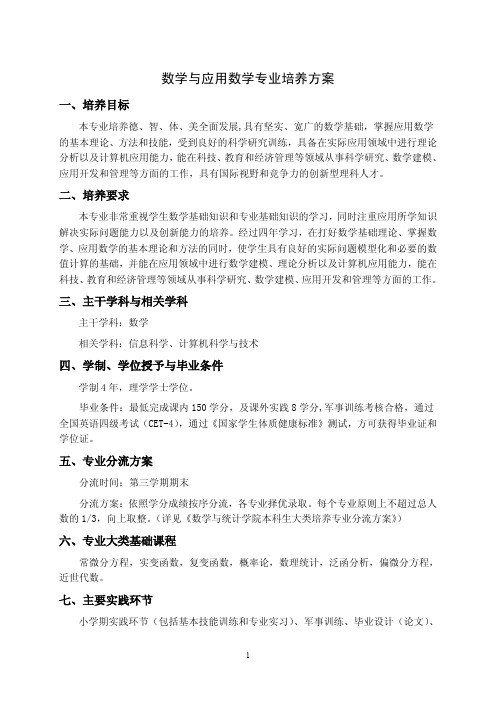 数学与应用数学专业培养方案