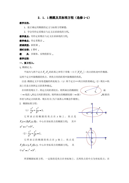 第二课时：椭圆及其标准方程教学设计