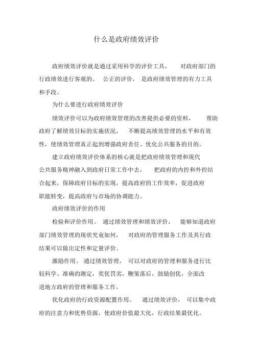 什么是政府绩效评价