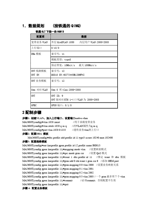 GPON开局 (MA5680T+HG813)