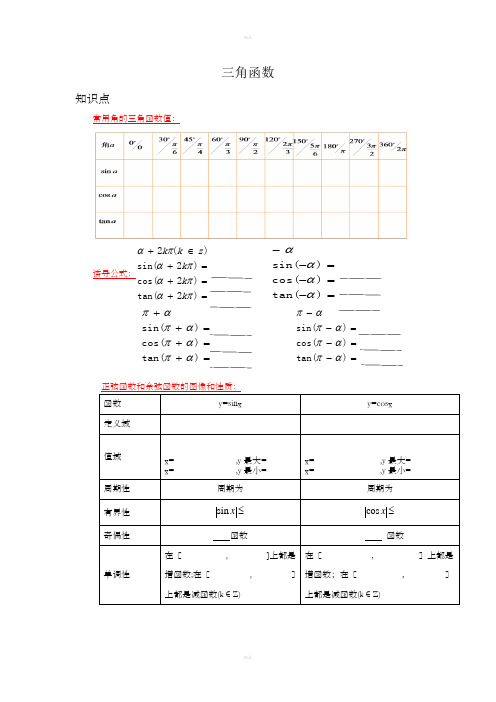 职高数学三角函数