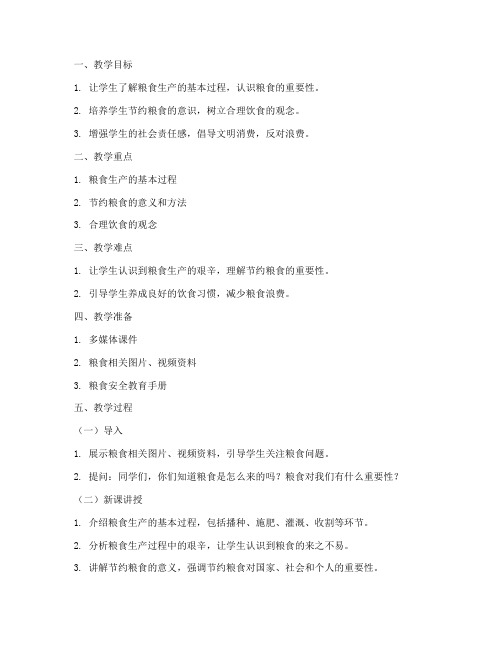 高中粮食安全教育教案模板