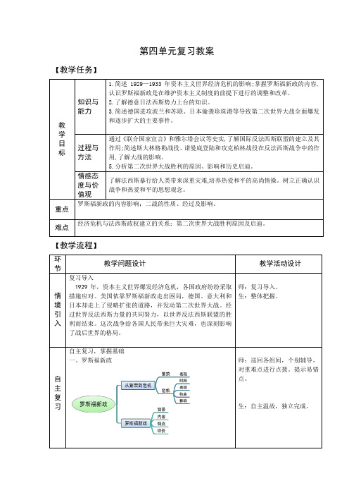 九年级历史下册-第四单元  经济大危机和第二次世界大战【教案】