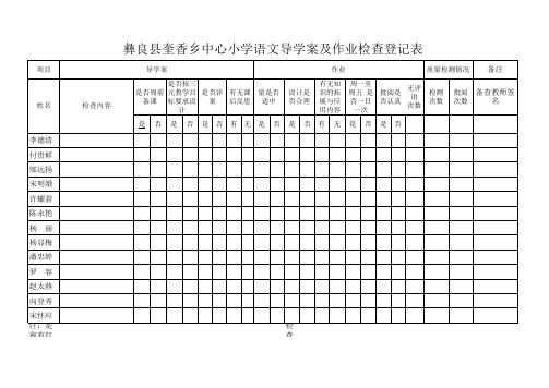 小学语文导学案作业检查表