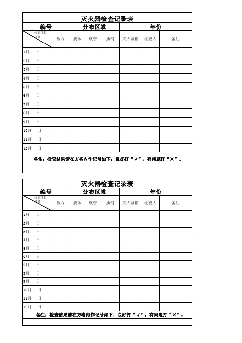 灭火器检查卡