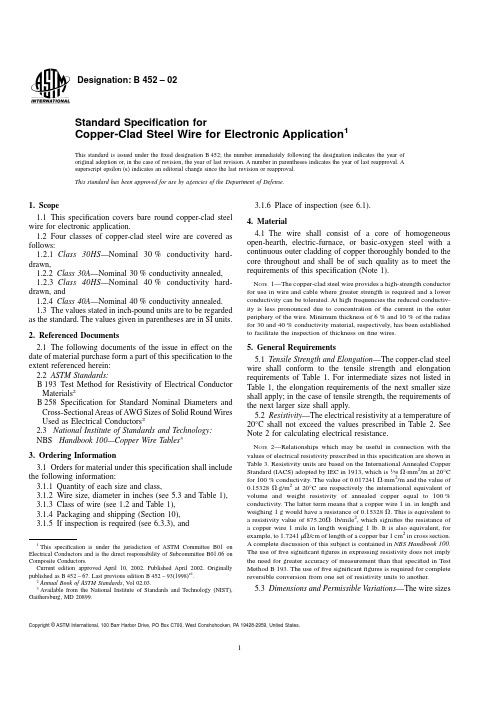 ASTM B452-2002 铜包钢线标准规范(英文)