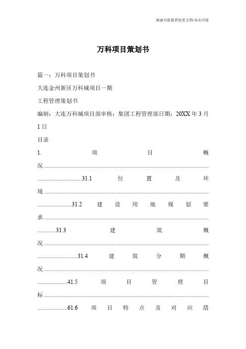 万科项目策划书