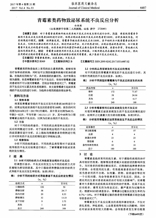 青霉素类药物致泌尿系统不良反应分析