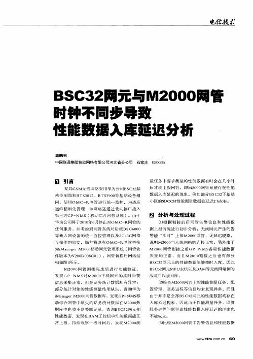 BSC32网元与M2000网管时钟不同步导致性能数据入库延迟分析