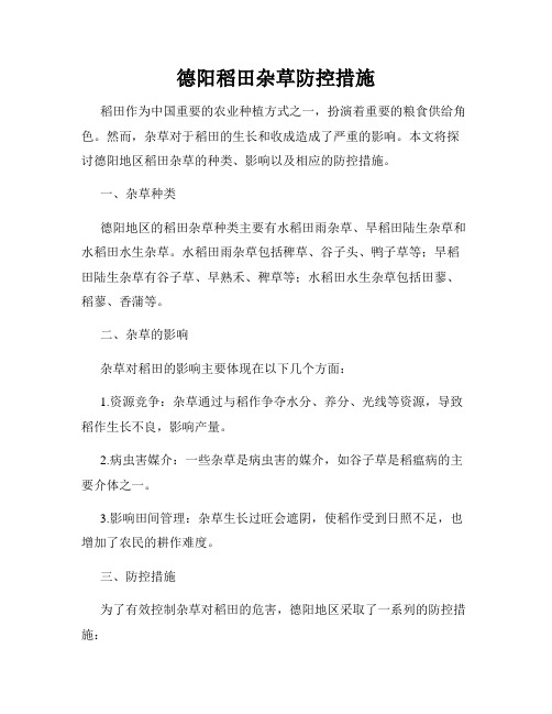 德阳稻田杂草防控措施