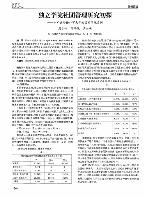独立学院社团管理研究初探——以广东外语外贸大学南国商学院为例