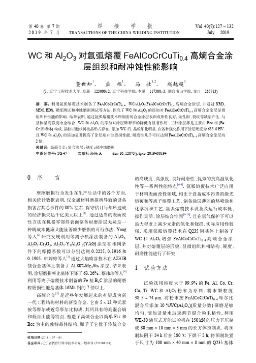 WC和Al2O3对氩弧熔覆FeAlCoCrCuTi0.4高熵合金涂层组织和耐冲蚀性能影响