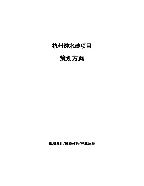 杭州透水砖项目策划方案